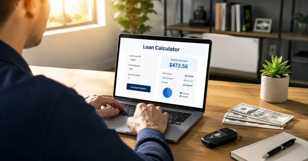 How to calculate monthly payment on a used car loan using a free EMI calculator