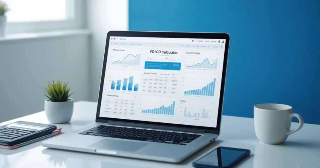 Investor comparing FD and CD investment options using an online calculator.