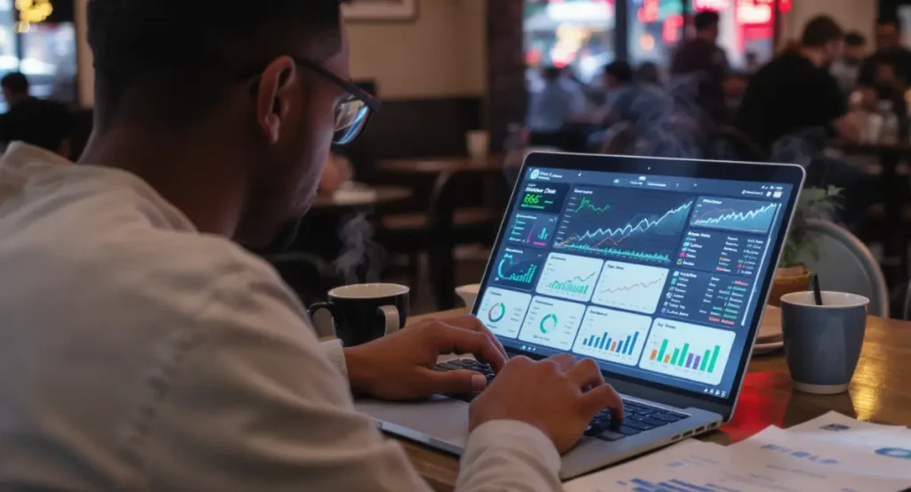 AI budget apps for freelancers USA 2025 – freelance worker using financial tools.