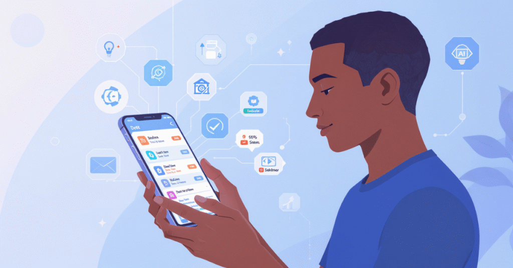 AI tools for debt management 2025 mobile apps illustration