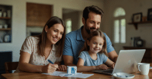 Family using Credit Cards with Free Credit Score Monitoring 2025