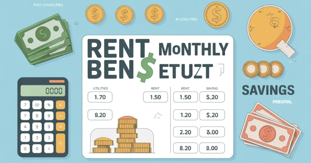 Budget for Rent Beginners USA showing rent, utilities, and savings allocation