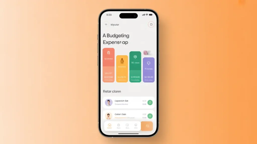 AI budgeting app tracking expenses and savings on mobile