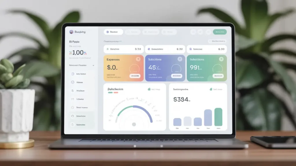 AI tools for family budgeting dashboard showing expenses and savings