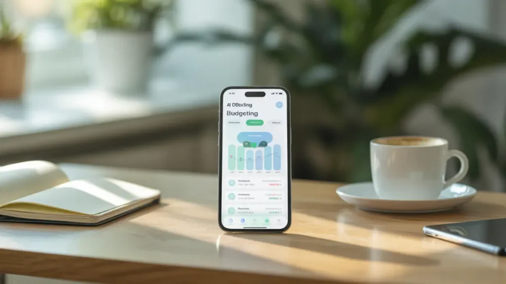 Smart budgeting without stress using AI apps on a smartphone dashboard